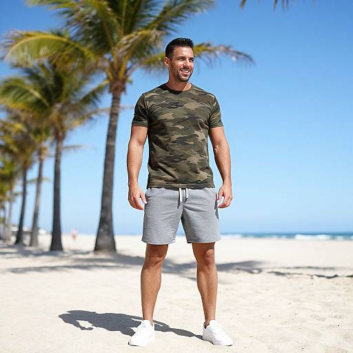 Smiling Fit Man on Sunny Beach