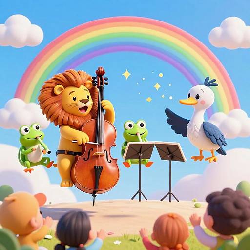 Whimsical Floating Animal Orchestra