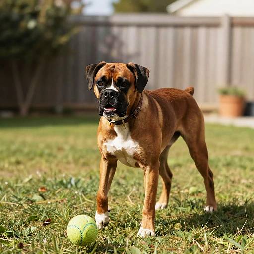 Female Boxer Dog Playing Fetch