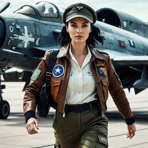 Female Pilot in Retro Futuristic Military Attire