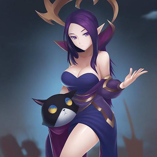Illustration of Morgana (league of legends), league of legends in the style of Jiffic