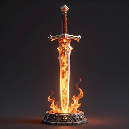 Enchanting Fantasy Flaming Sword Design