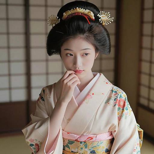 Stunning Geisha in Elegant Kimono Portrait