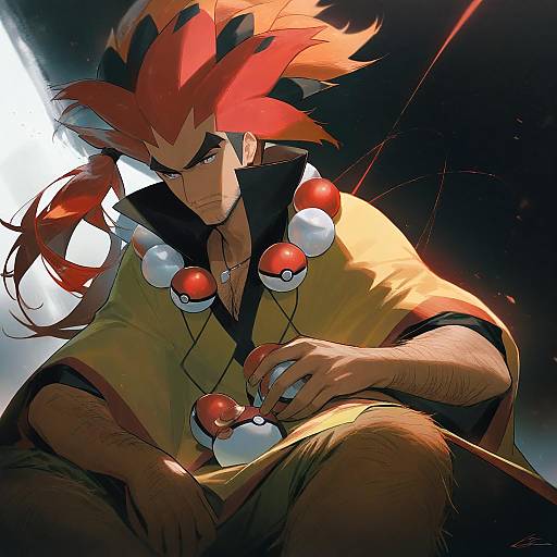 Illustration of Alder (pokemon), pokemon in the style of Ekao