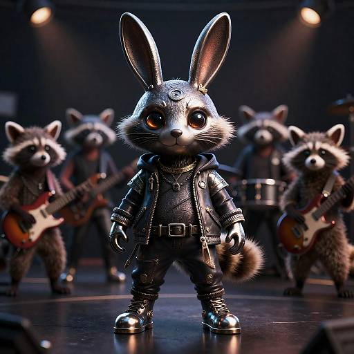 Bunny Rockstar with Raccoon Band