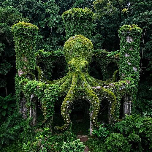 Overgrown Octopus Ruin in Forest