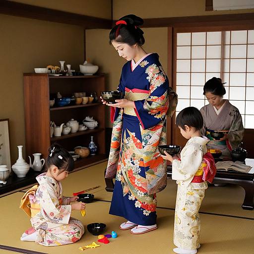 Graceful Domestic Scene in Ancient Japan