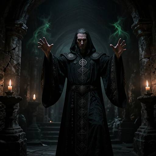 Male Necromancer Summoning Wraiths