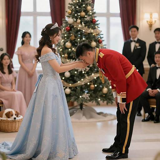 Romantic Wedding Scene with Christmas Touch