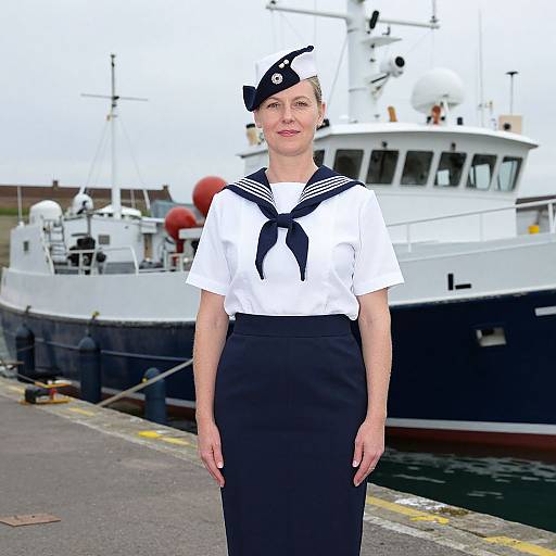 Royal Navy Woman in Harbor