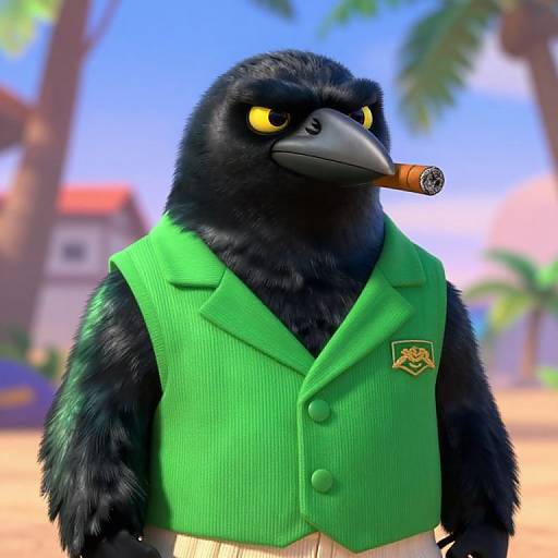 Smug Crow in Green Zoot Suit