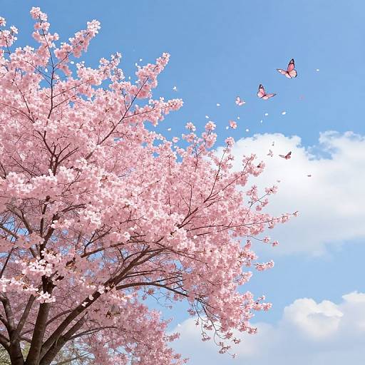 Surreal Cherry Blossom Butterfly Scene
