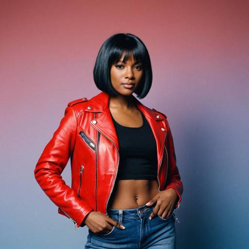 Confident Woman in Red Leather Jacket