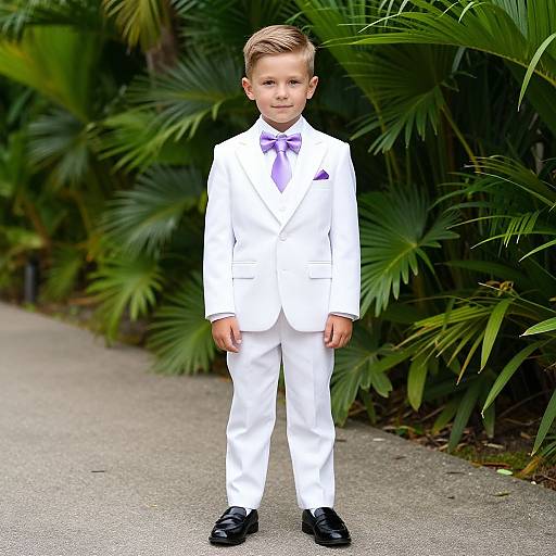 Young Boy in Elegant Ring Bearer Outfit