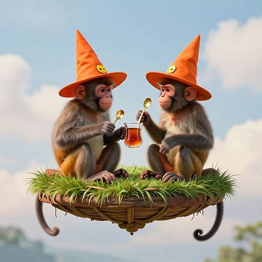 Monkeys in Orange Wizard Hats