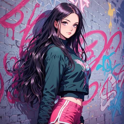 Confident Character in Urban Neon Vibes Confident Character in Urban Neon Vibes