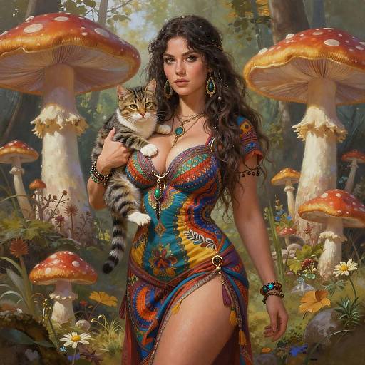 Vibrant Autumn Hippie Girl Digital Art