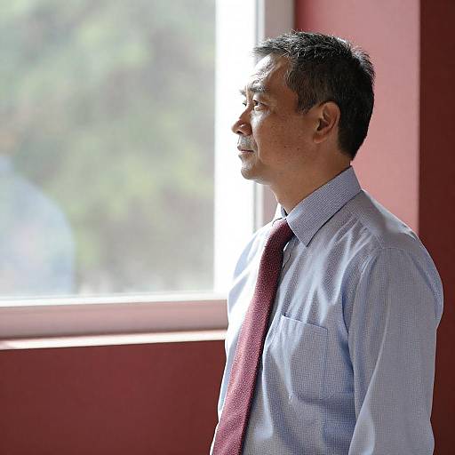 Thoughtful Profile: Man in Red Tie