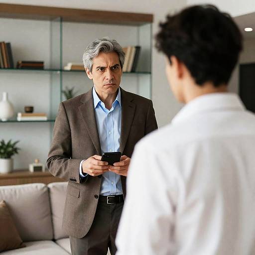 Intense Conversation in Modern Living Room