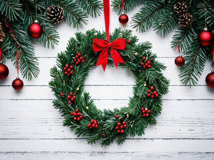 Festive Christmas Wreath Wallpaper Design