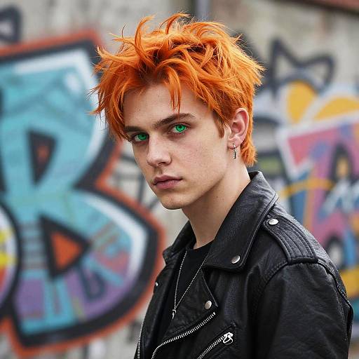 Portrait of Orange-Haired Urban Rebel