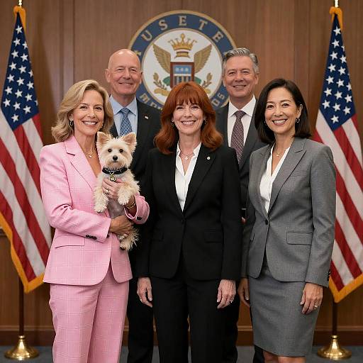 Group of Professionals with Dog in Government Office
