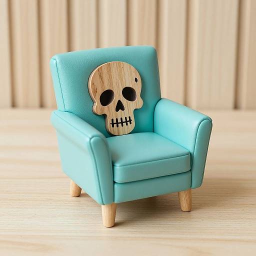 Turquoise Mini Armchair with Skull