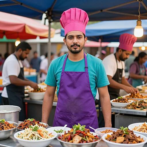 Vibrant Street Chef at Food Market