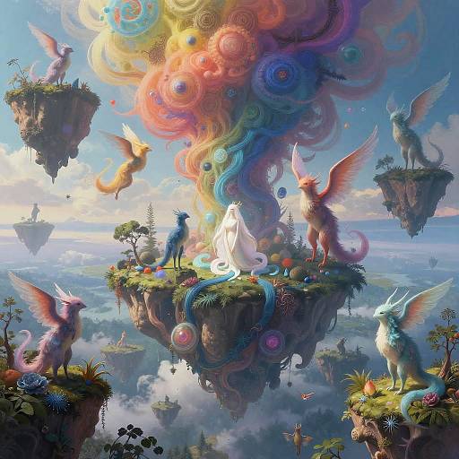 Surreal Dreamscape with Floating Islands