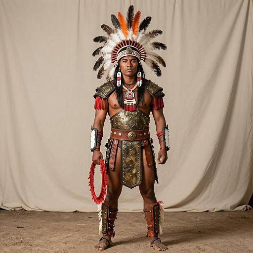 Mayan Warrior in Traditional Costume