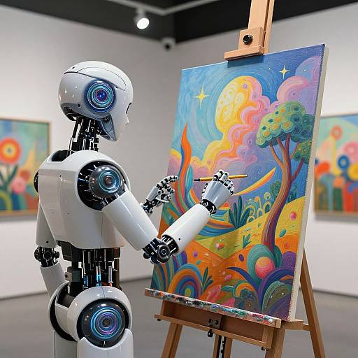 AI Robot Creating Surreal Art