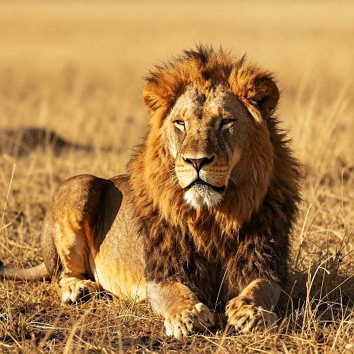Majestic Male Lion on Sunlit Plain