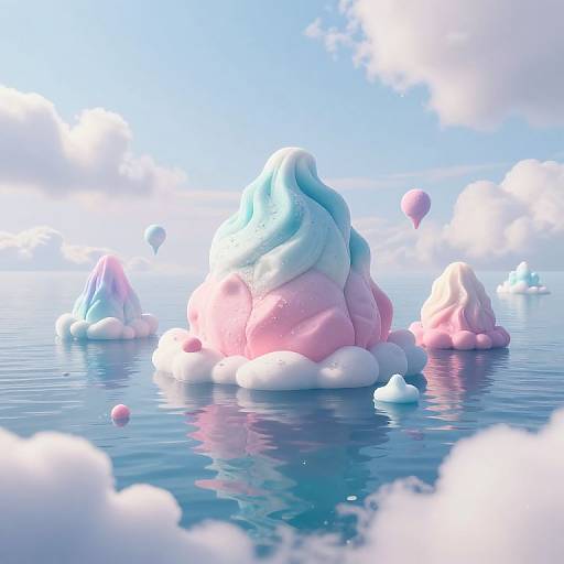 Whimsical Pastel Ice Cream Archipelago