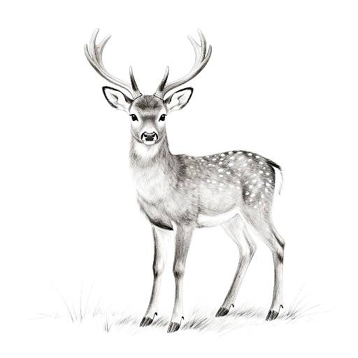 Minimalist Pencil Sketch of a Fawn