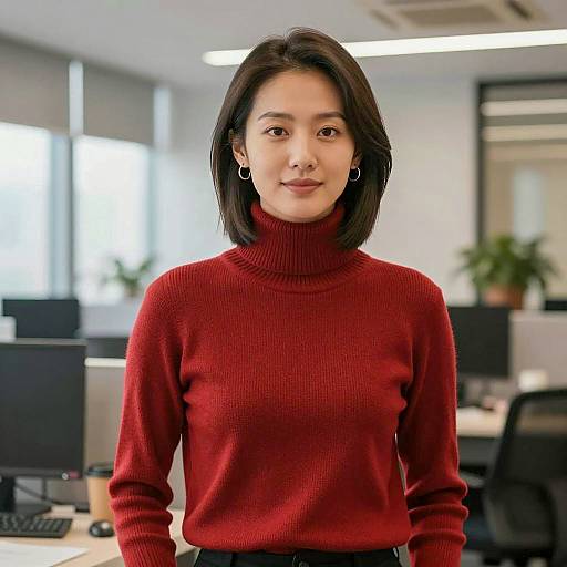 Photorealistic East Asian Woman in Office Attire