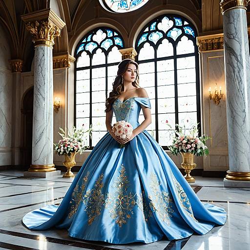 Regal Princess Belle in Blue Elegance