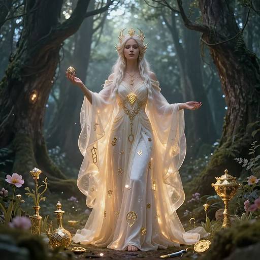 Hnoss Goddess in Mystical Norse Forest