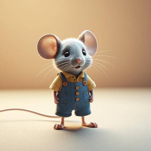 Cute Anthropomorphic Mouse in Overalls