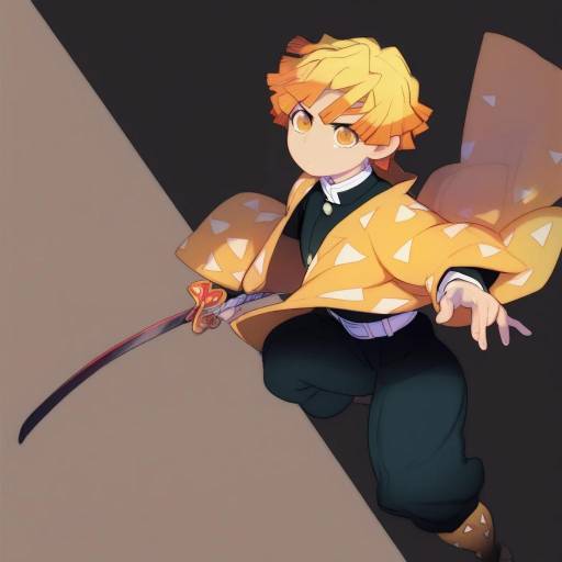 Illustration of Agatsuma zenitsu, kimetsu no yaiba in the style of Doxy