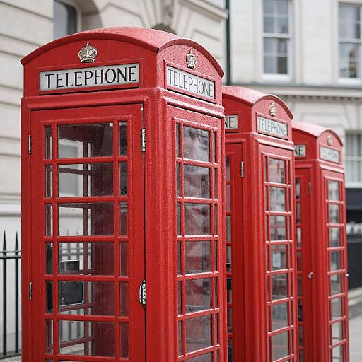 Iconic Red British Telephone Booths in Focus