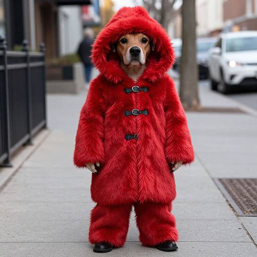 Red Huggy Wuggy Costume Street Scene