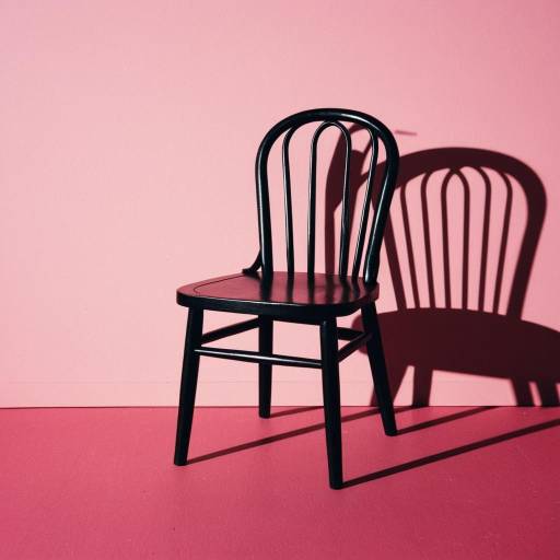 Black Wooden Chair with Shadow on Pink Background