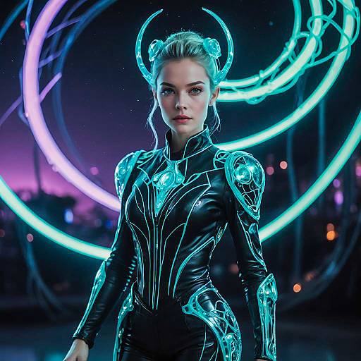 Alien Diplomat in Glowing Futuristic Outfit
