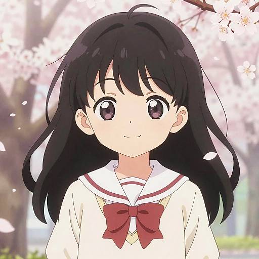 Cute Anime Girl in Cozy School Uniform