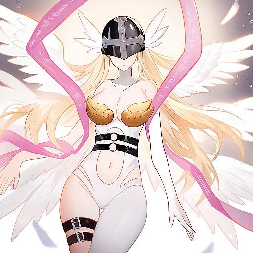 Illustration of Angewomon, digimon in the style of Juexing (moemoe3345)