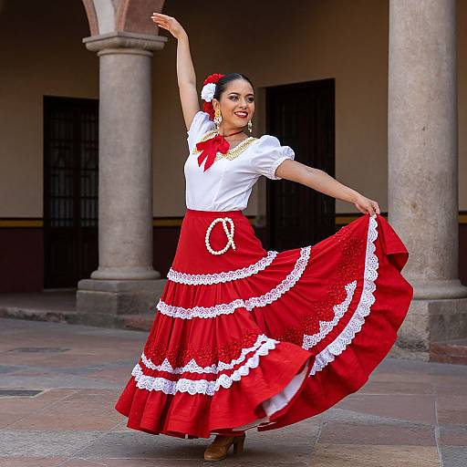 Woman in Traditional Mexican Dancer Costume