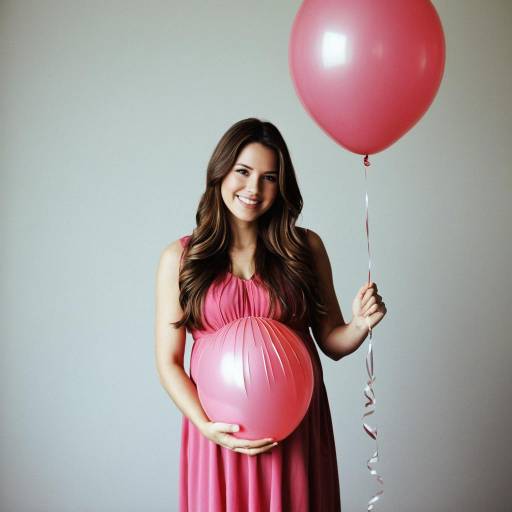 Pregnant Woman with Pink Balloons