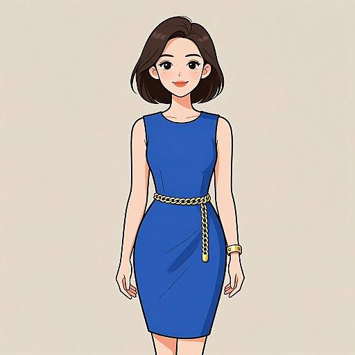 Chic Woman in Cobalt Blue Dress