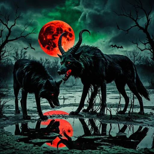 Shadow Wolves Beneath Blood Red Moon