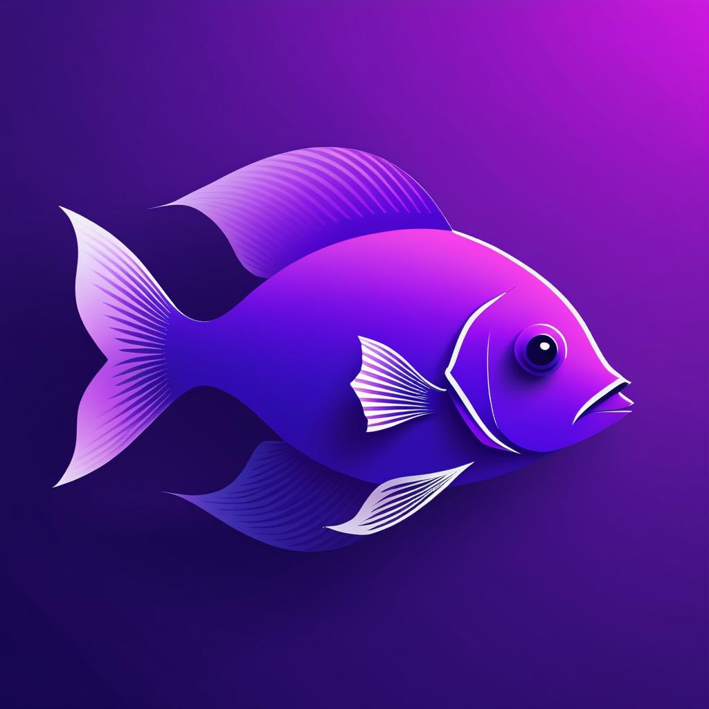 Minimalist Purple Fish Vector Illustration